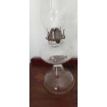 VINTAGE GLASS OIL LAMP With Glass Chimney
