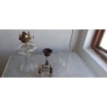 A Collection Of Cresolene burner lamps/ Oil Lamp and Glass Chimneys