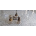 A Collection Of Cresolene burner lamps/ Oil Lamp and Glass Chimneys