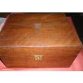 ANTIQUE VICTORIAN 1899 WOODEN WRITING BOX SLOPED FOR RESTORATION