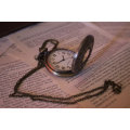 Antique Look Pocket Watch with Chain - Bronze