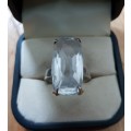 Sterling Silver Ring with Large Faceted Quartz Stone