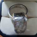 Sterling Silver Ring with Large Faceted Quartz Stone