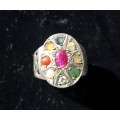 Sterling Silver 9 Planet Ring with Precious Stones