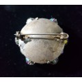 Vintage Brooch with Crystal Glass Beads