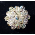 Vintage Brooch with Crystal Glass Beads