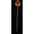 Antique Sterling Silver Hat / Stick Pin with Carnelian Bead