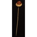 Antique Sterling Silver Hat / Stick Pin with Carnelian Bead