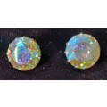 Vintage Aurora Borealis Clip On Earrings