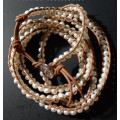 Trendy Victoria Emerson Wrap Bracelet Freshwater Pearls and Leather Cord