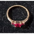 Vintage 9ct Rose Gold Ruby and Diamond Ring