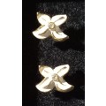 Vintage Christian Dior Germany Signed White Enamel and Gold Flower Studs