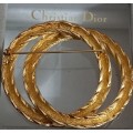 Vintage Christian Dior 1980's Gold Plated Overlapping Hoops Large Brooch