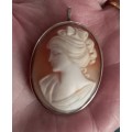 Vintage Silver 800 Shell Cameo Brooch and Pendant