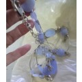 Beautiful Kirsten Goss Sterling Silver and Blue Lace Agate Chunky Charm Necklace