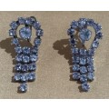 Vintage Large Sparkly Glass Stones Screw Type Drop Earrings
