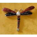 Vintage Large Dragonfly Brooch with Enamel Accents