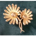 Vintage Large Gold Tone Flower Brooch
