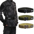 Tactical Nylon Adjustable Belt Military Buckle Gun Belt Quick Release Army Belts - BLACK