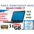 DELL PRECISION 3150 QUAD CORE I7-6700HQ, 16GB RAM, 512GB SSD,2GB AMD FIREPRO,FULL HD ,4G LTE