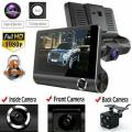 4'' inch HD 1080P 3 Lens Car DVR Dash Cam Vehicle Video Recorder Rearview Camera 170 Degree