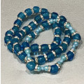 Blue glass bead bracelet