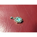 LOVELY SOLID STERLING SILVER PENDANT  WITH COLORFUL GEMS IN EXCELLENT CONDITION