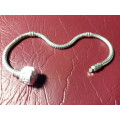 VERY NICE SOLID STERLING SILVER PANDORA BRACELET WITH SNAP CLASP IN EXCELLENT CONDITION