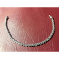 LOVELY SOLID GENUINE STERLING SILVER TENNIS BRACELET IN PRISTINE CONDITION