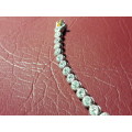 LOVELY SOLID GENUINE STERLING SILVER TENNIS BRACELET IN PRISTINE CONDITION