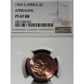1965 RSA 2 CENT AFRIKAANS NGC GRADED PF 67 RB [POP 1]