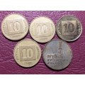 A LOT OF 5 COINS FROM ISRAEL - [Bid per coin to take all.]