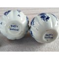 LOVELY VINTAGE DELFT SALT AND PEPPER POT - [H = 60 mm]  - [LIDS NEED NEW RUBBERS]