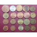 A LOT OF 20 INTERNATIONAL COINS - [Bid per coin to take all.]
