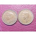 2 x SA UNION 1950 HALF PENNIES - [Bid per coin to take both]