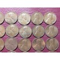 A LOT OF 33 USA 1 CENTS - ALL DIFFERENT DATES - [Bid per coin to take all.]