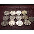 A LOT OF 13 RSA NICKEL 50 CENTS - ALL DIFFERENT DATES - [Bid per coin to take all.]