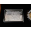 2021 100 yr Reserve Bank Proof R5 Coin Silver R5 Crown Gold Plated, Banknote Set
