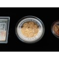 2021 100 yr Reserve Bank Proof R5 Coin Silver R5 Crown Gold Plated, Banknote Set