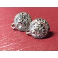 LOVELY GENUINE SOLID STERLING SILVER VINTAGE EARRINGS WITH MARCASITE - TWO STONES MISSING - 7,7 gram