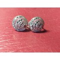 LOVELY GENUINE SOLID STERLING SILVER VINTAGE EARRINGS WITH MARCASITE - TWO STONES MISSING - 7,7 gram