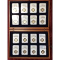 FULL SET [16] 2008 MANDELA BIRTHDAY R5 - NGC GRADED XF 45 TO MS 68  + PF 68 AND PF 69 IN WOODEN BOX