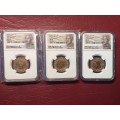 3 x 2018 RSA R5 - MANDELA CENTENARY EARLY RELEASES - NGC GRADED MS 65/66/67
