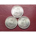 A LOT OF 3 x 1958 SA UNION 5 SHILLINGS - [Bid per coin to take all.]