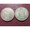 2 x 1952 SA UNION 2 SHILLINGS - [Bid per coin to take both.]