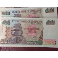 9 x ZIMBABWE 500 Dollar Notes IN SEQUENCE - MINT STATE