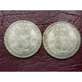 2 x 1929 SA UNION SILVER 2.5 SHILLINGS - [Bid per coin to take all.]