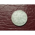 1897 ZAR STERLING SILVER 6 PENCE - EX MOUNTED