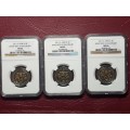 3 x 2011 RSA R5 90th ANNIVERSARY - NGC GRADED MS 66 - [Bid per coin to take all.]