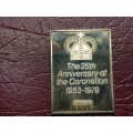 25th ANNIVERSARY OF THE CORONATION STERLING SILVER STAMP MEDALLION - [25g]